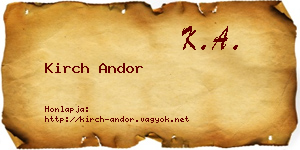 Kirch Andor névjegykártya